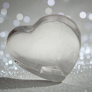 Orrefors Sweden Small Amour Crystal Heart Paperweight By Lars Hellsten 2.5" With